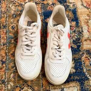 Veja V-10 White Orange Red Casual Lace Up Shoes Sneakers Women's Size US 6